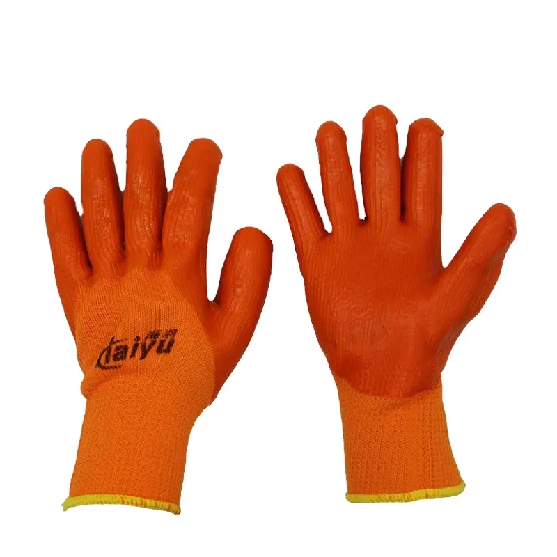 Latex Revestido de Borracha Luvas de Trabalho De Nylon Laranja 13 luva de Nylon calibre