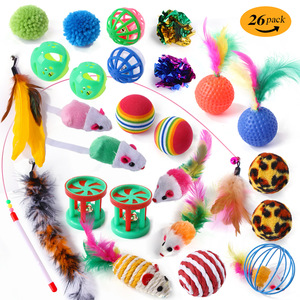 Juguetes surtidos para gatos, varita de Teaser de plumas de pez, túnel para gatos, ratón esponjoso, bolas y campanas - Product Image 2