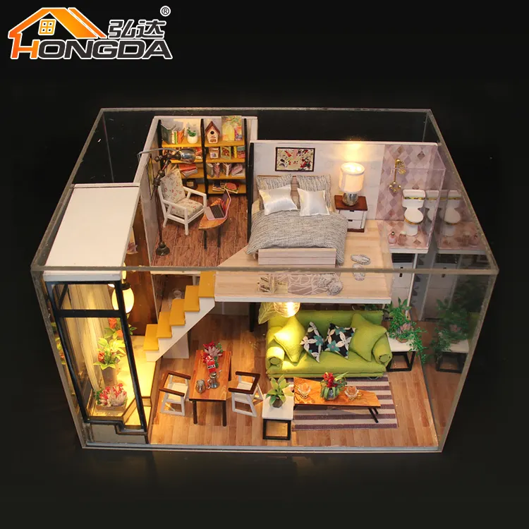 Vendita calda 1 24 Scala in Stile Loft Fai Da Te In Miniatura Casa di Bambola Giocattolo Personalizzati