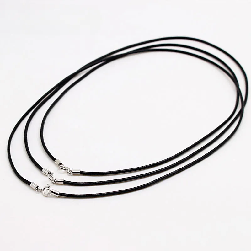 925 Sterling Silver Spring Clasp Necklace Rope Braided Waxed Leather Cord for DIY Jewelry Findings Accessories Leather Strips
