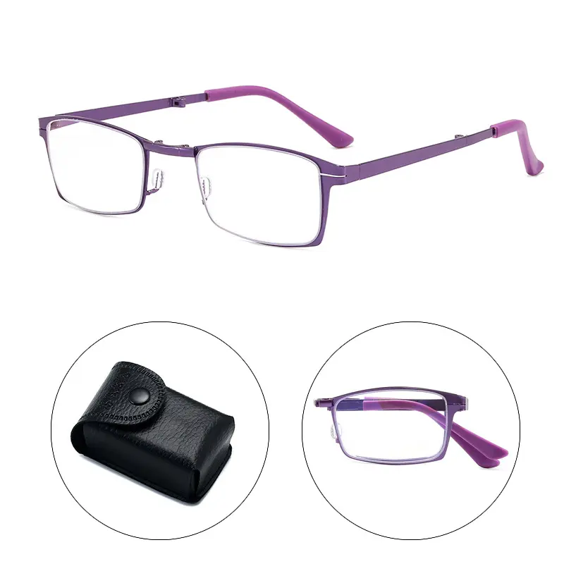 2024 newest fashion hot selling stud foldable frame high quality metal folding luxury brand reading glasses