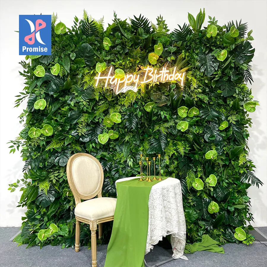 Promise Grass Wall Plástico Flor artificial Pared Hierba Panel Planta Pared verde para decoración interior y exterior