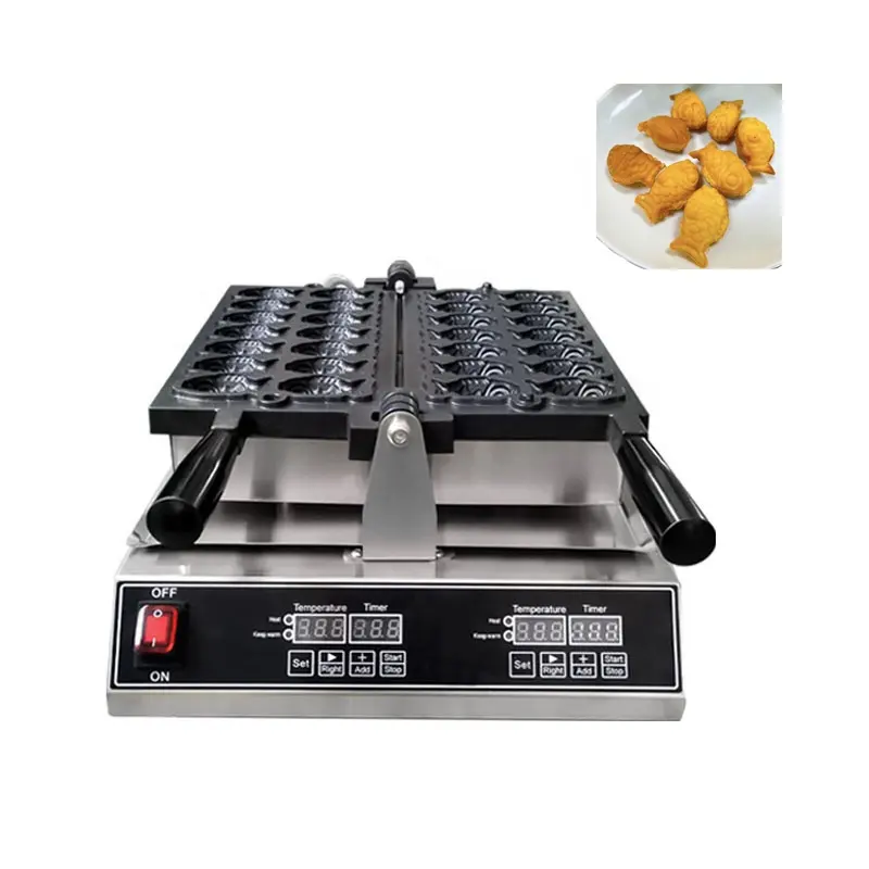 110v 220v fish waffle machine commercial crispy maker Snack Machines Digital Control 14pcs Goldfish Waffle Maker