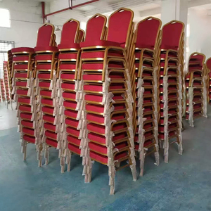 Sillas de Banquete Modernas Apilables de Metal de Lujo para Hotel, Boda, Fiesta, en Hierro Rojo y Oro - Product Image 5