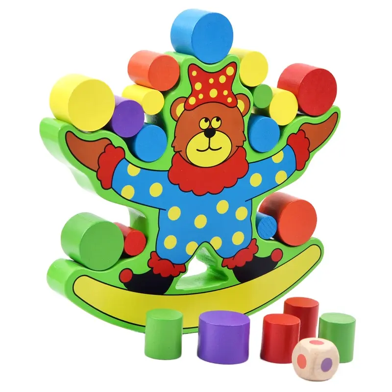 최신 판매 곰 나무로 되는 균형 단단한 구획 아이 장난감 주문을 받아서 만들어진 더미 탑 광속 아이들 게임 장난감
