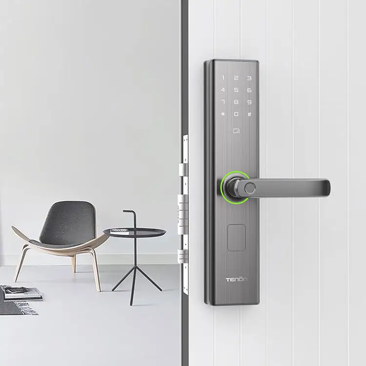 Cerradura biométrica con huella Digital para puerta, dispositivo de seguridad electrónico con teclado inteligente y Bluetooth, estándar europeo