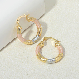 简约金银双色经典扭环耳环，适合女性婚礼派对生日庆祝饰品