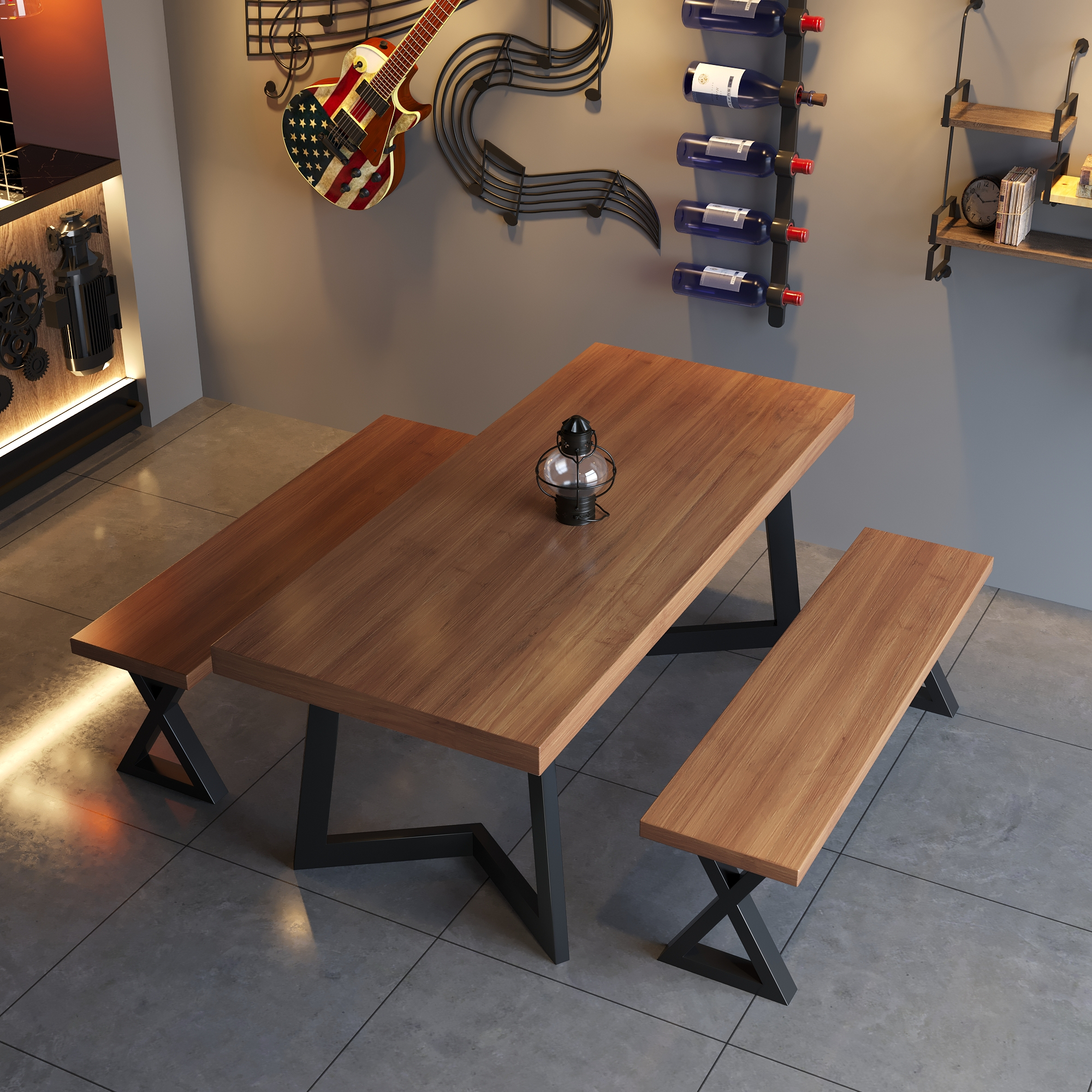 One table and four chairs combination D