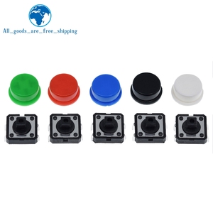 TZT 25PCS Tactile Push Button Schalter Momentan 12*12*7,3 MM Micro Switch Button 25PCS Tact Cap(5 Farben) für Arduino mit Gehäuse
