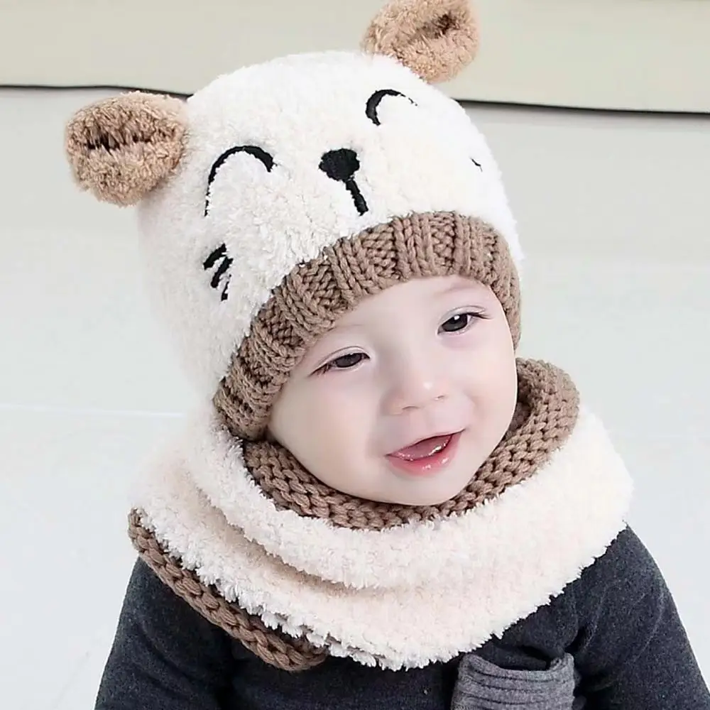 Huachao sciarpa e cappello in maglia invernale per bambini piccoli integrati per bambini piccoli e bambine in cashmere tenere al caldo il cappello