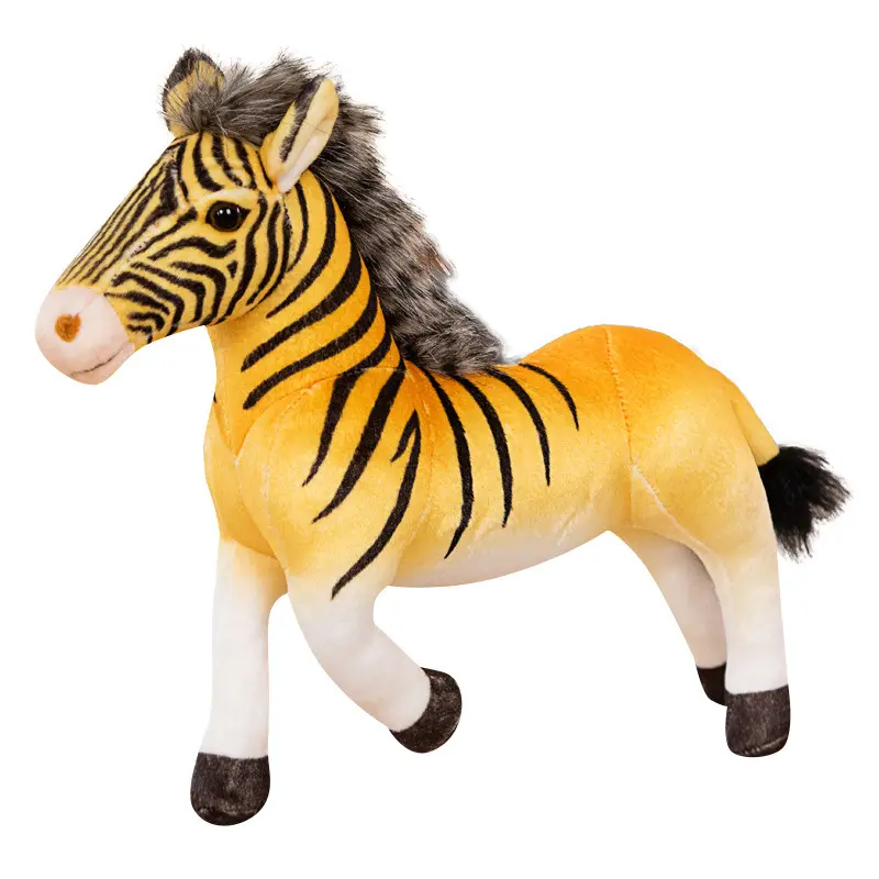 Simulazione animale Zebra peluche bambola cinese zodiaco Pony foto oggetti di scena Zoo ragazzo regalo di compleanno per bambini