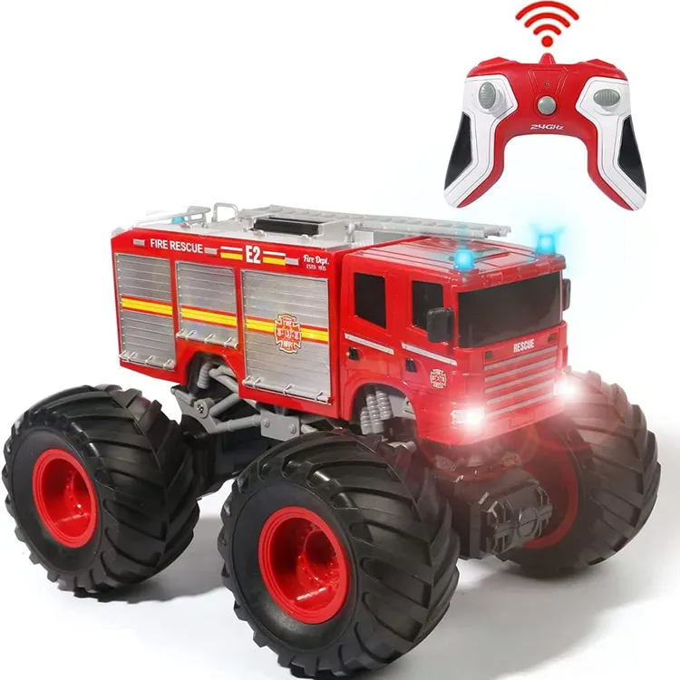 子供1/182.4GHz車両おもちゃLEDライトとサウンドラジコンカー付きRCカー子供のための消防トラックおもちゃ