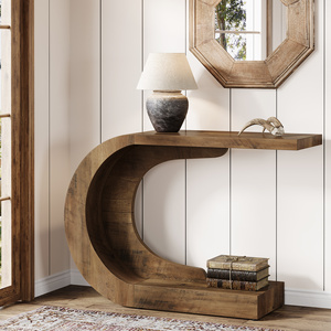 Tribesigns 43.3 "orta yüzyıl Modern konsol masa Entryway için, ahşap c-şekilli koridor giriş Accent masa oturma odası için - Product Image 4