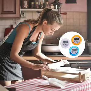 Оптовая продажа, мини-Электрический кухонный таймер круглой формы для приготовления пищи, светодиодный дисплей, таймер обратного отсчета, будильник, цифровой таймер - Product Image 5