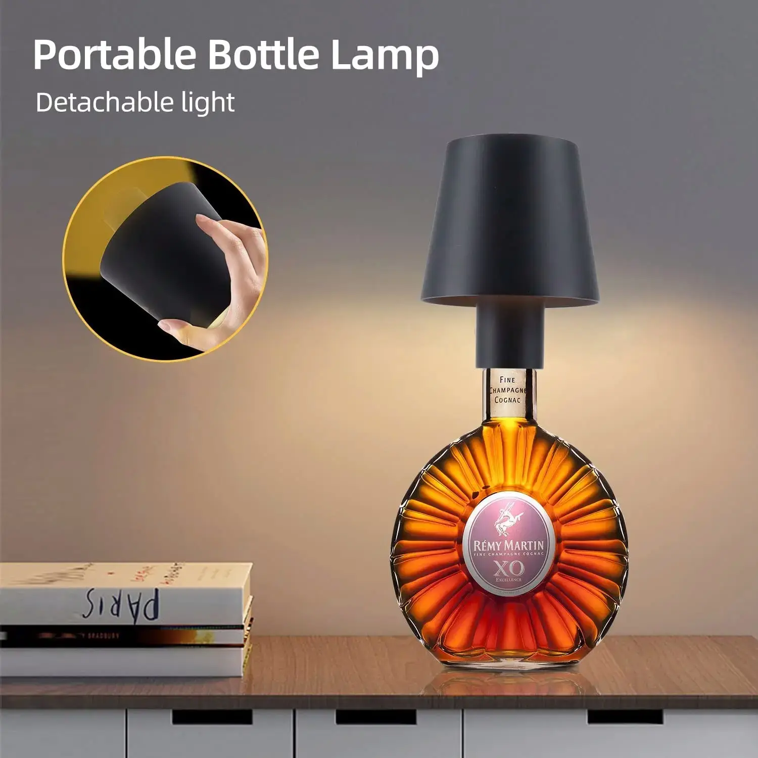 Lámpara LED para botella de vino, barra de atenuación táctil, lámpara de mesa, luz nocturna de Metal inalámbrica portátil, lámpara de noche de comedor recargable por USB, decoración