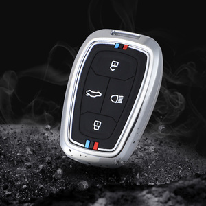 Hochwertige Auto-Metall-Schlüssel abdeckung Fernbedienung Smart Key Shell Fob mit Silikon knopf Geeignet für TATA-Zubehör - Product Image 4