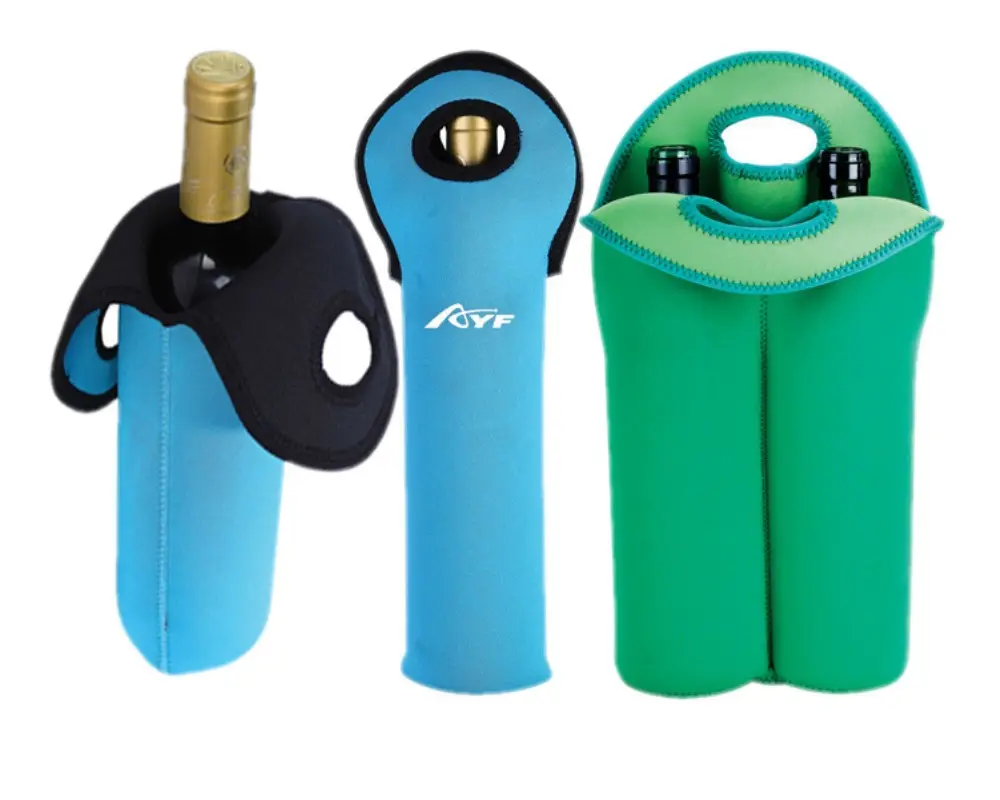 Bolsa térmica de neopreno con aislamiento de logotipo personalizado para latas de vino y cerveza, paquete de 2 botellas, función térmica impermeable para latas promocionales