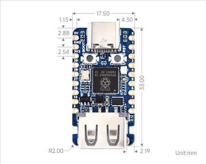 Raspberry Pi RP2350A çift çekirdekli ve çift mimarlık mikrodenetleyicisine dayalı, RP2350A RP2350A USB Mini geliştirme kurulu