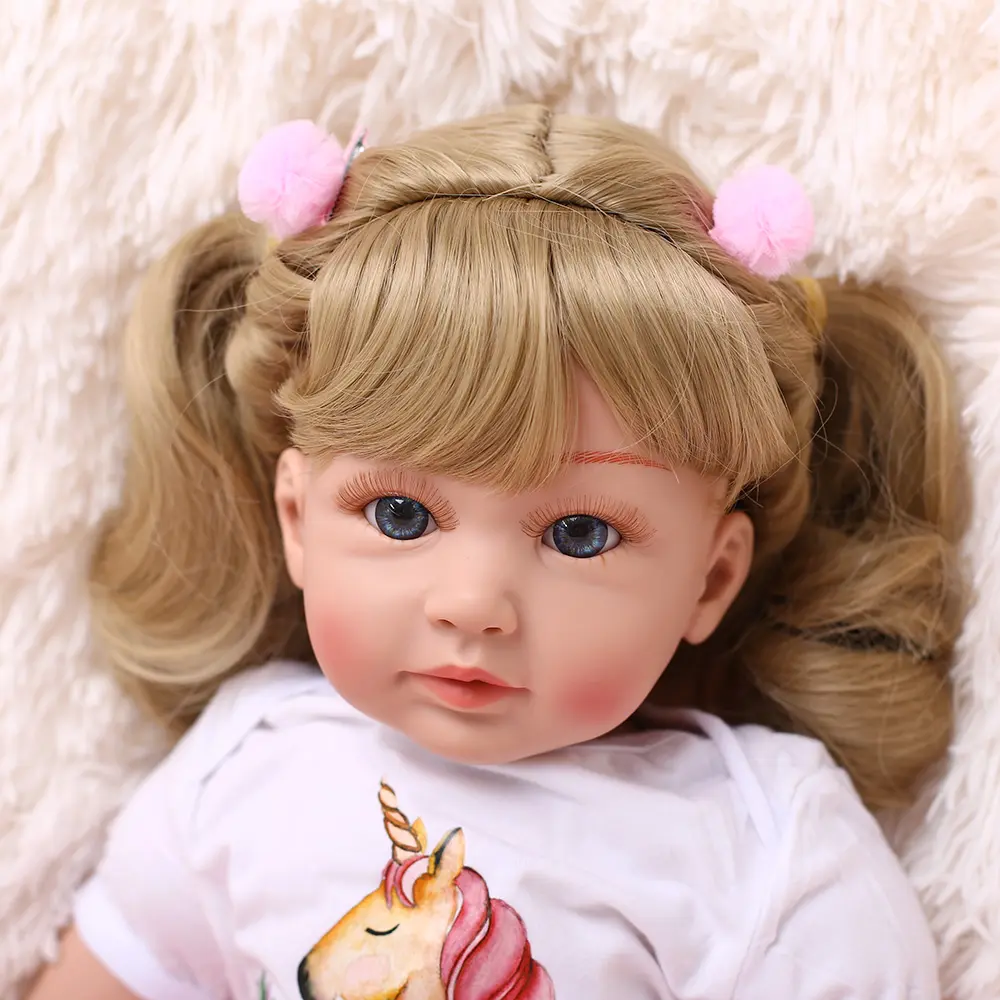 Boneka Bayi Reborn, Mainan Boneka Baby Doll Tubuh Kain Lucu Lembut untuk Anak Perempuan Putri DIY Hadiah 60Cm 24 Inci