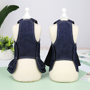 <strong>2025</strong> Dog Apparel Jean Jacket Pet Dog Harness Denim Jeans Dog Denim Dress With <strong>Hole</strong> - Product Image 3