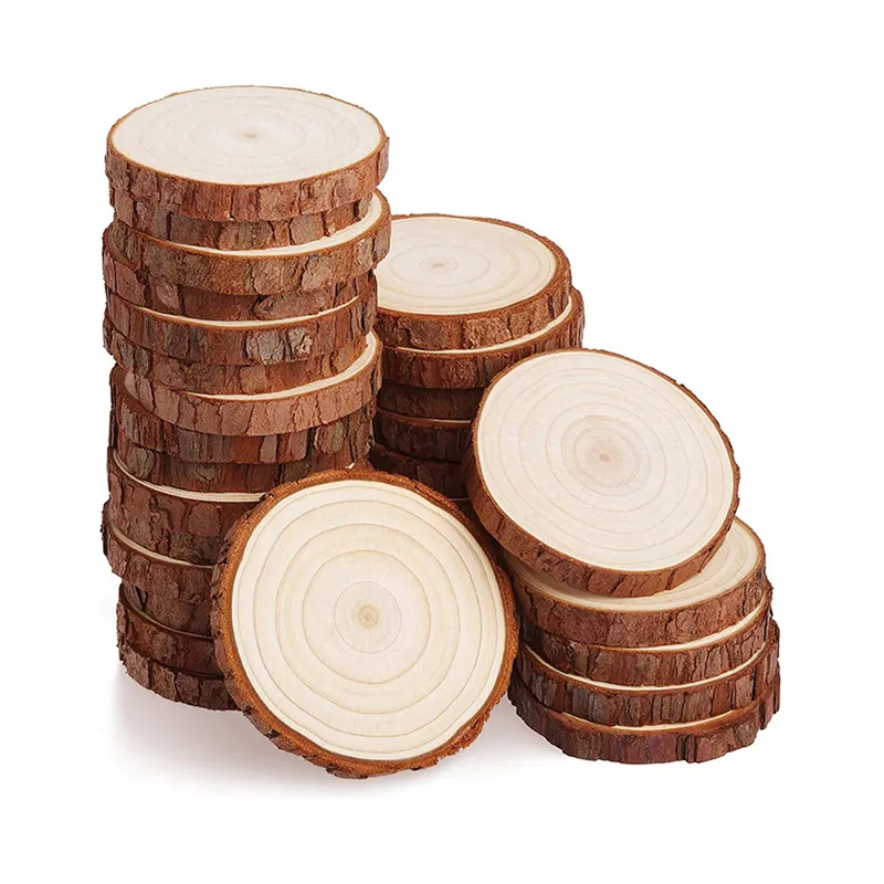 Disque de bois de pin rond naturel non fini écologique tranches d'arbre de bûche de bois pour l'artisanat de bricolage