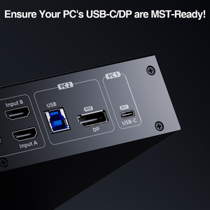 TESmart Triple Monitor KVM Switch USB C + DP + <strong>HDMI</strong> <strong>Input</strong> Support 4K60Hz MST EDID 1 <strong>Laptop</strong> &amp; 3 PCs KVM Switcher