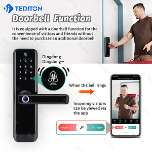 Tediton Mobile Tuya serratura impermeabile all'aperto intelligente biometrica impronta digitale wifi serratura occhio di gatto con video citofono - Product Image 4