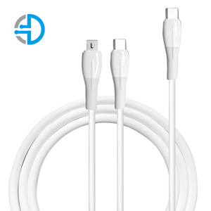 สายดาต้าซิลิโคน PD 65W สีขาว2 in 1สายดาต้า USB Type C สายดาต้าสำหรับโทรศัพท์ดีไซน์เรียบง่าย - Product Image 1
