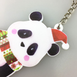 ファクトリーアウトレットソフトPVC 2Dパンダクリスマスキーチェーンフルカラー印刷漫画動物パターン - Product Image 4