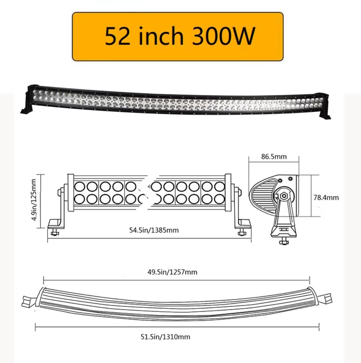 52 pouces 300W (2 rangées incurvées)