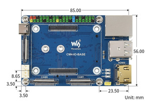 Waveshare Mini Base Board(B) for <strong>Raspberry</strong> <strong>Pi</strong> Compute Module CM4,Onboard Connector:CSI/DSI/RTC/FAN/<strong>USB</strong>/RJ45 Gigabit Ethernet