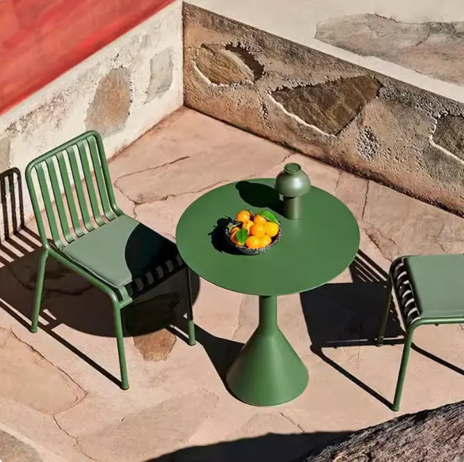 מודרני מתכת חיצוני מסעדה שולחנות וכיסאות לגינה ריהוט לשולחן וכיסאות למסעדה