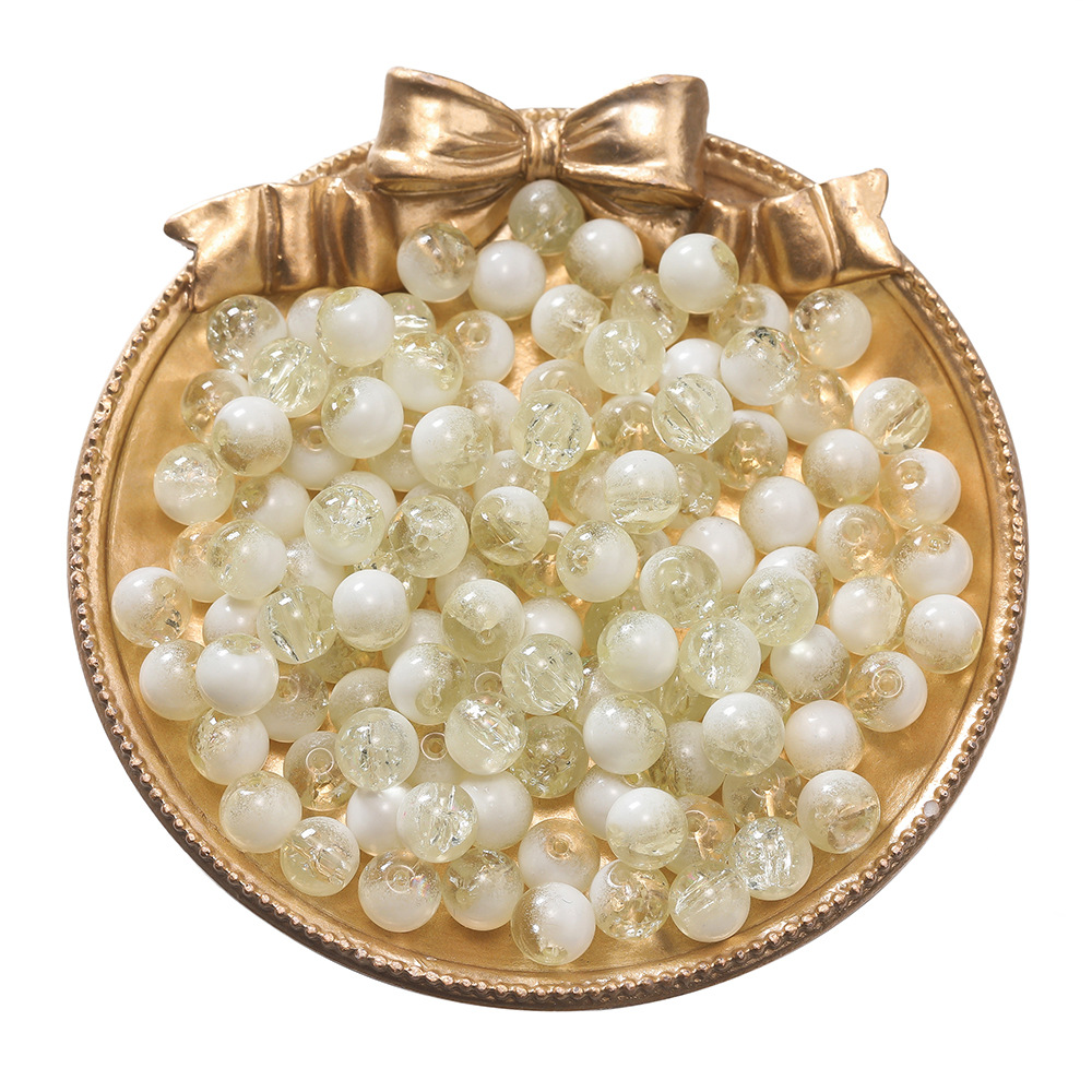 8mm glass milk foam beads - yellow