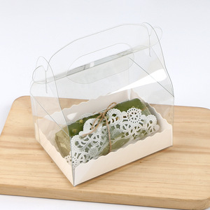Wholesale <strong>Mini</strong> Transparent Cake <strong>Box</strong> Packing Clear Plastic <strong>PET</strong> Swiss Cake Roll <strong>Box</strong> With Handle - Product Image 2