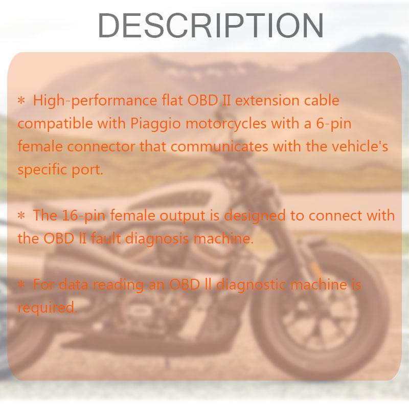 Adapter cable for PGO Motorbike 6pin-OBDII 16pin F Diagnostic Connection Cable for PGO motorcycle