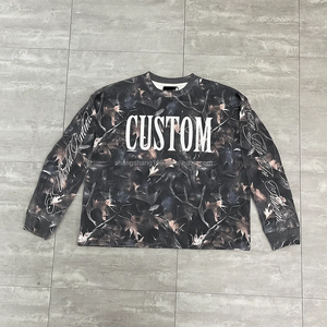 Tùy Chỉnh Thời Trang Dạo Phố 100% Bông Waffle Nặng Quá Khổ Dtg In Ấn Tất Cả Các Hơn In Thêu Ngón Tay Cái Lỗ Crop Áo - Product Image 2