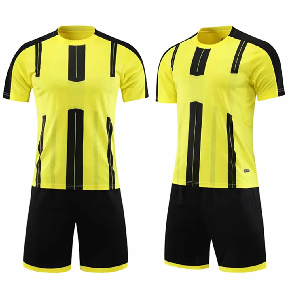 Camiseta de fútbol de entrenamiento deportivo para hombre, uniforme de fútbol amarillo negro con sublimación personalizada