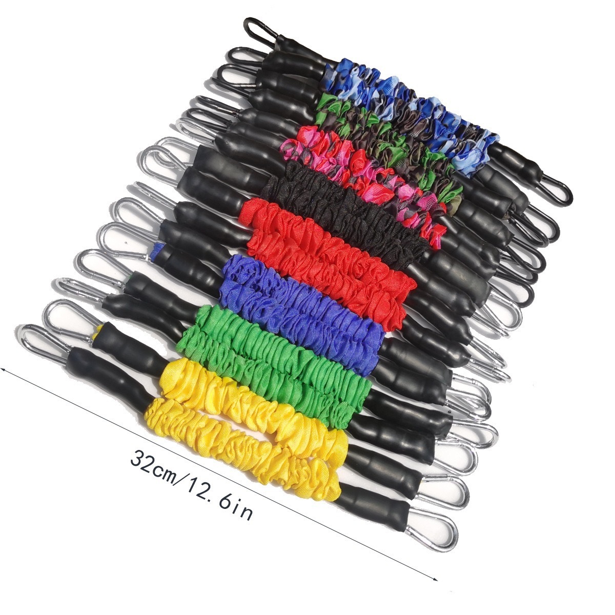 Cinq bandes de vert, bleu, jaune, rouge et noir dans un sac OPP
