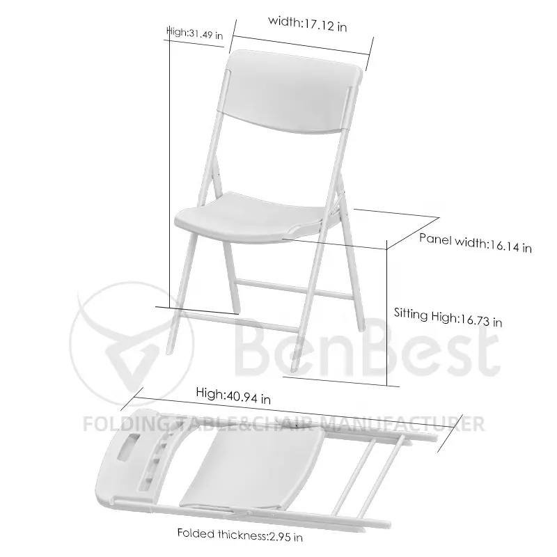 Benjia 44*40*80cm ağır ticari plastik katlanır sandalye toplantı için