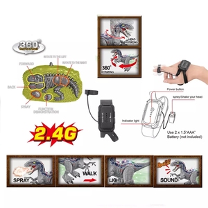 Yeni ışıklar müzik simülasyon 2.4G kol saati uzaktan kumanda 360 dönen yürüyüş t-rex RC sprey dinozor Robot oyuncaklar için çocuklar - Product Image 4