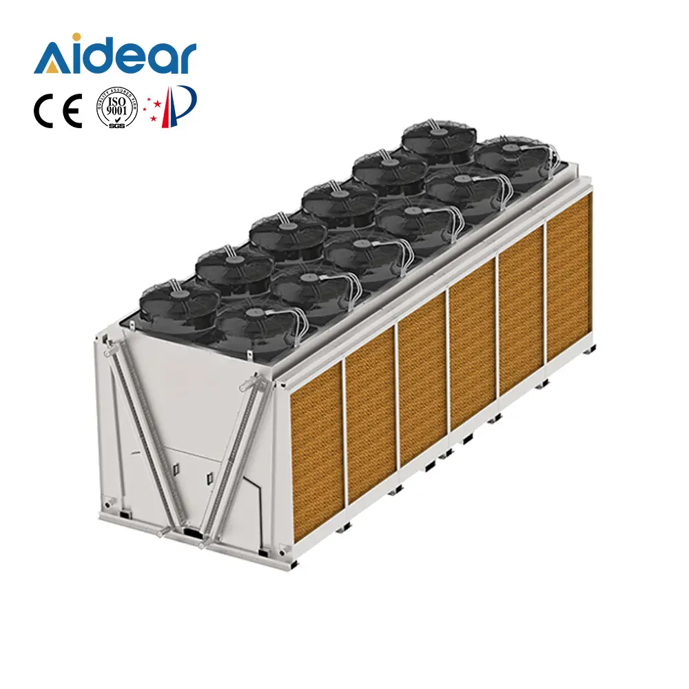 Aidear V type 60KW dry cooler adiabatic for oil cooling with wet pads