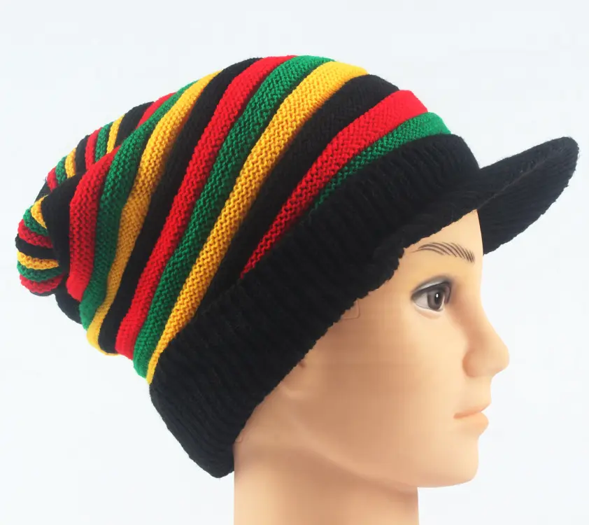 Stile jamica Hip popolare berretto a righe invernali e berretti da donna alla moda autunno