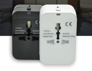 อะแดปเตอร์อเนกประสงค์สำหรับเดินทางแบบ USB ทั้งหมดในหนึ่งเดียวพร้อมพอร์ต USB 2พอร์ตที่ชาร์จไฟกระแสสลับทั่วโลก - Product Image 1