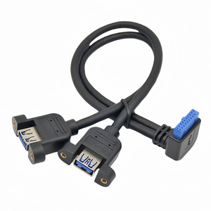 ส่วนหัวของเมนบอร์ด19ขาเป็น2 USB 3.0สายติดตั้งแผงหญิง IDE 19ขางอ90องศาขึ้นลงไปยังสายต่อ3.0 USB - Product Image 1