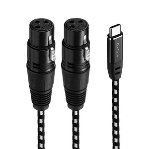 Bochara Braided Type C to Dual XLR Female OFC <strong>Output</strong>/<strong>input</strong> <strong>Audio</strong> Cable Built in Chipset Foil+Braided Shielded 1.5m - Product Image 2