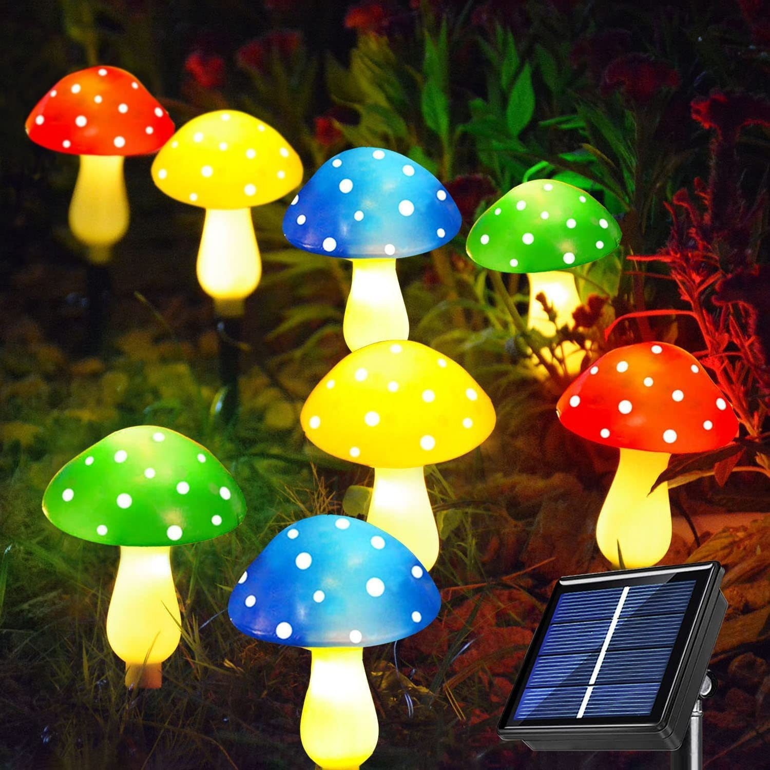 Champignons tachetés colorés - un pour huit