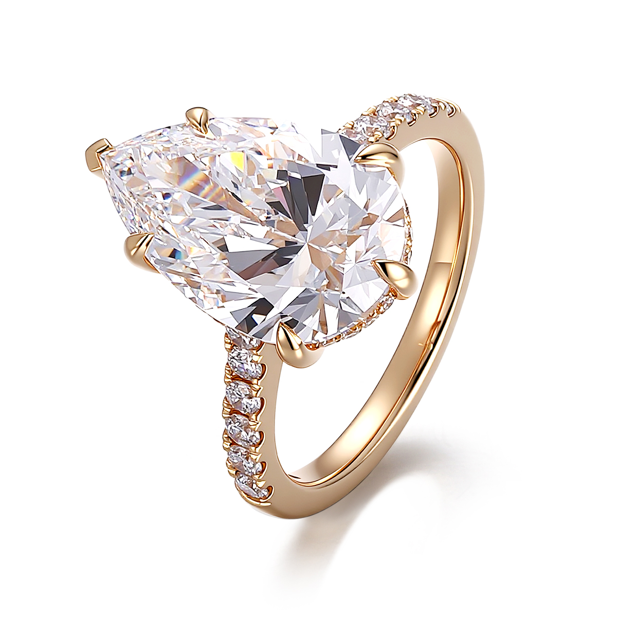 14K solid gold lab diamond ring