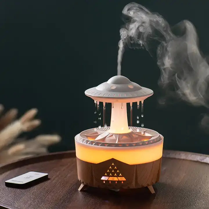 2024 nouveaux humidificateurs d'aromathérapie de nuage de pluie 350ml Portable goutte d'eau pleuvant sommeil maison humidificateur d'air diffuseur