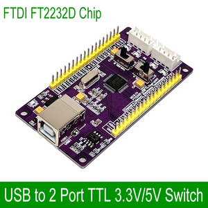 FTDI FT2232 USB 2 Port UART iki yönlü TTL dönüştürücü PCB modülü kurulu