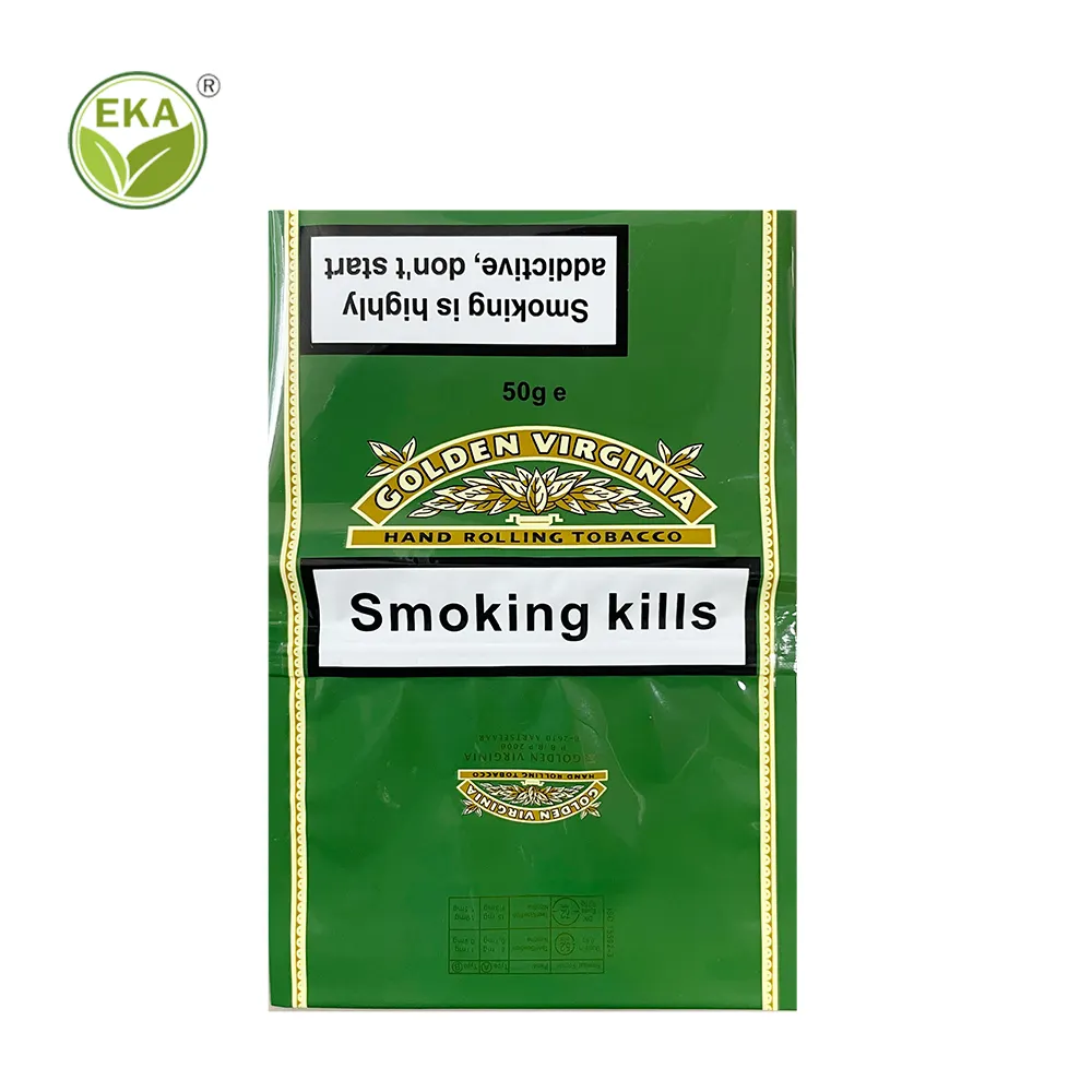 25G 50G 100G di plastica sottile dorata Virginia sacchetto di tabacco chiusura a Zip Gv rotolamento tabacco confezione